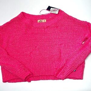 🔥HOLLISTER CROP SWEATER HOT PINK SZ XSMALL NEW